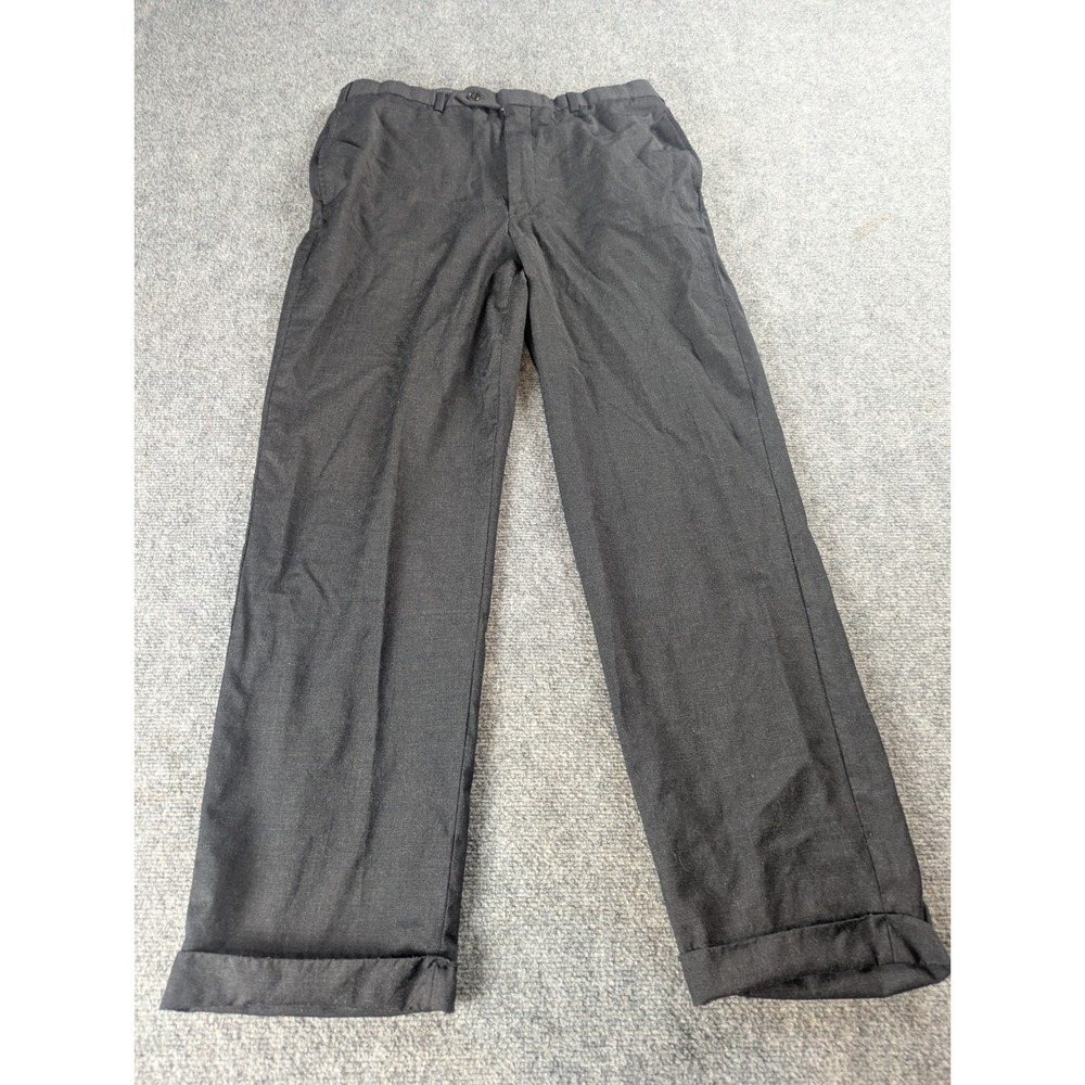 Brooks Brothers Dress Pants Mens 36x31  Gray 100% Wool Flat Front Cuffed Hem